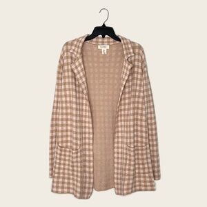 Jessica Simpson Orange & White Gingham Open Front Blazer Cardigan